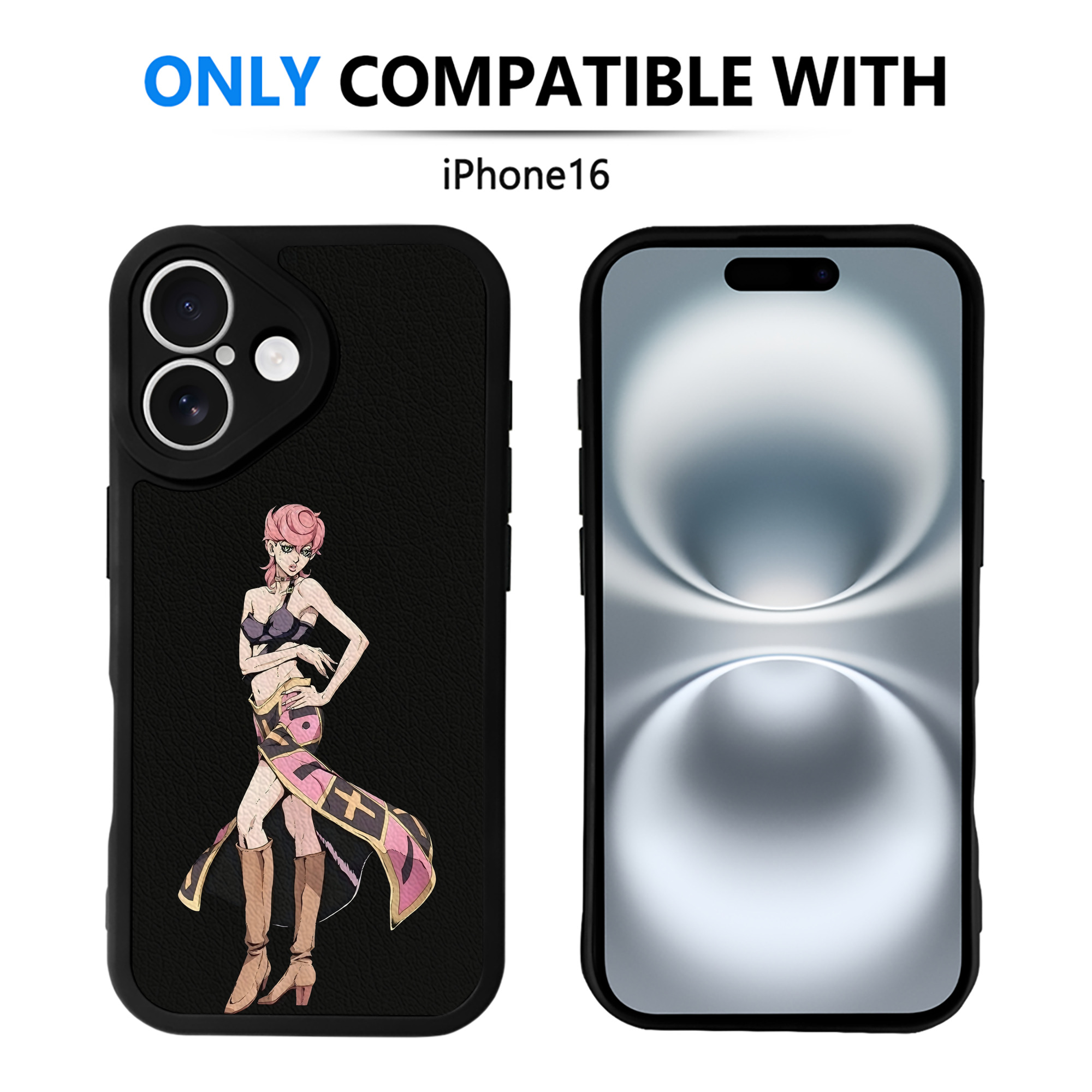 （画像用） ジョジョの奇妙な冒険 トリッシュ?ウナ JoJo's Bizarre Adventure Trish Una 【iPhone 16シリーズ対応】シリコンスマホケース（レザー調） 材質：シリコン